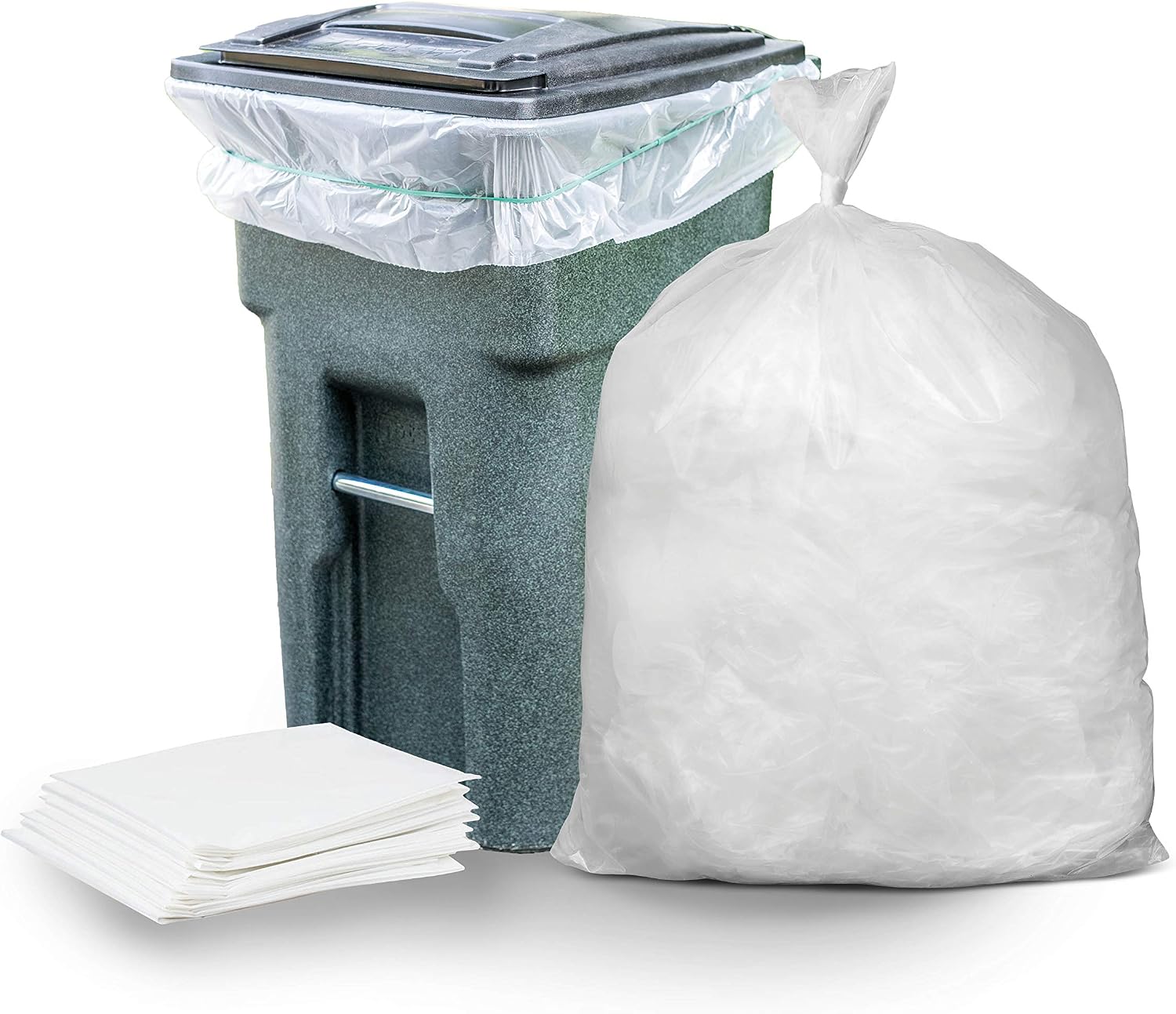 Plasticplace 64-65 Gallon Trash Can Liners for Toter │ 1.5 Mil │ Clear Heavy Duty Garbage Bags │ 50” X 60” (50Count) (W65LDCTL)