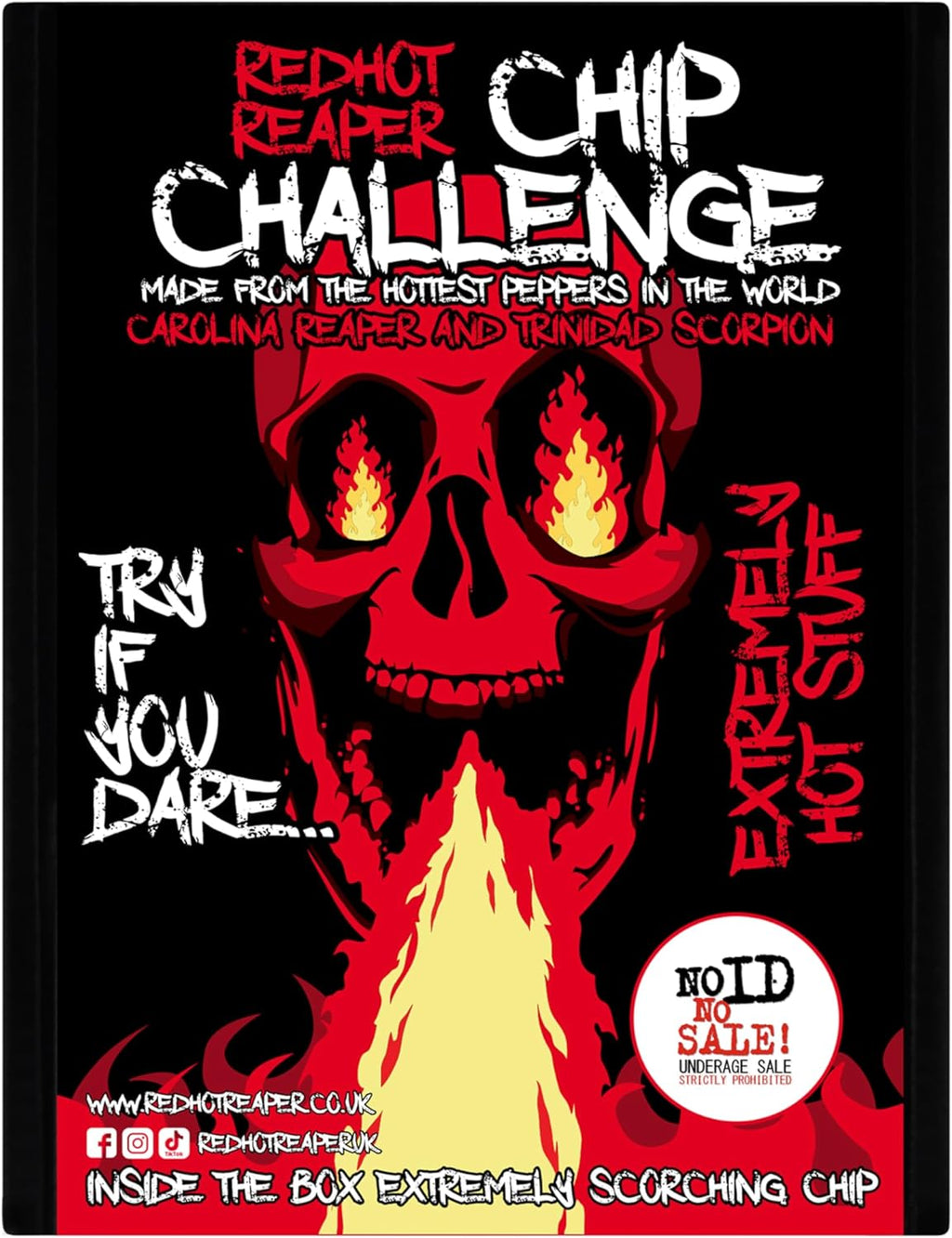 Red Hot Reaper – 1x Chip Challenge Hottest Snack Carolina Reaper & Trinidad Scorpion - Super Spicy Hot Chip