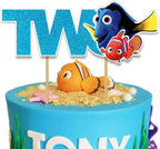 Findng Nmo Two Cake Topper Decoration for 2nd Birthday – Ocean Underwater Theme Cake Topper for Boys and Girls – Cute Fish Cartoon Character Cake Decoration – Style Birthday Party Supplies