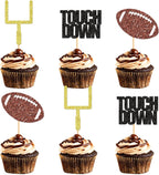 Ercadio 30Pcs Rugby Birthday Cupcake Toppers Glitter Sport American Football Cake Picks Decorations for Rugby Sports Theme Baby Shower Kids Birthday Supplies