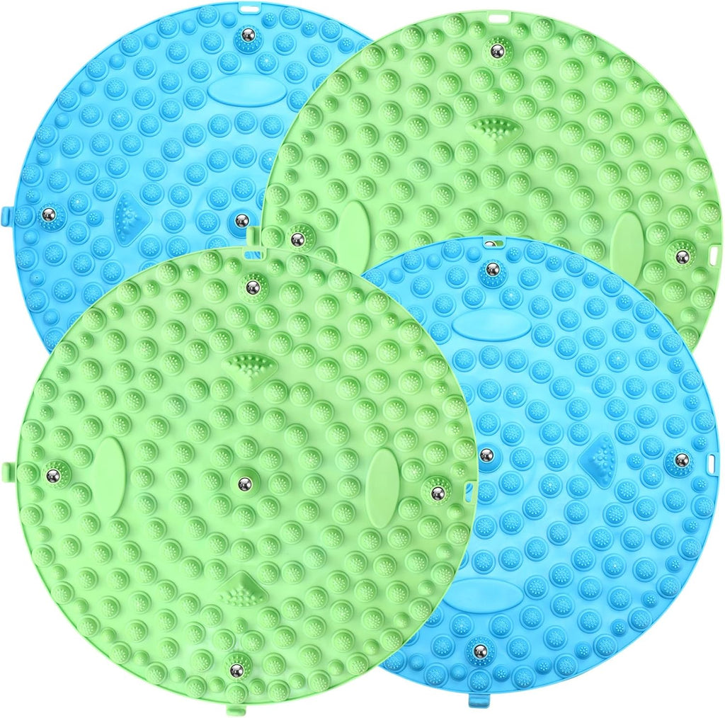 4 Pack Foot Massager Mat Foot Reflexology Pad with Magnetic Relaxation Massage Feet Pressure Point Pad Anti Fatigue Walk Stone Acupoint Mat Particle Portable Massage Tool (Blue and Green)