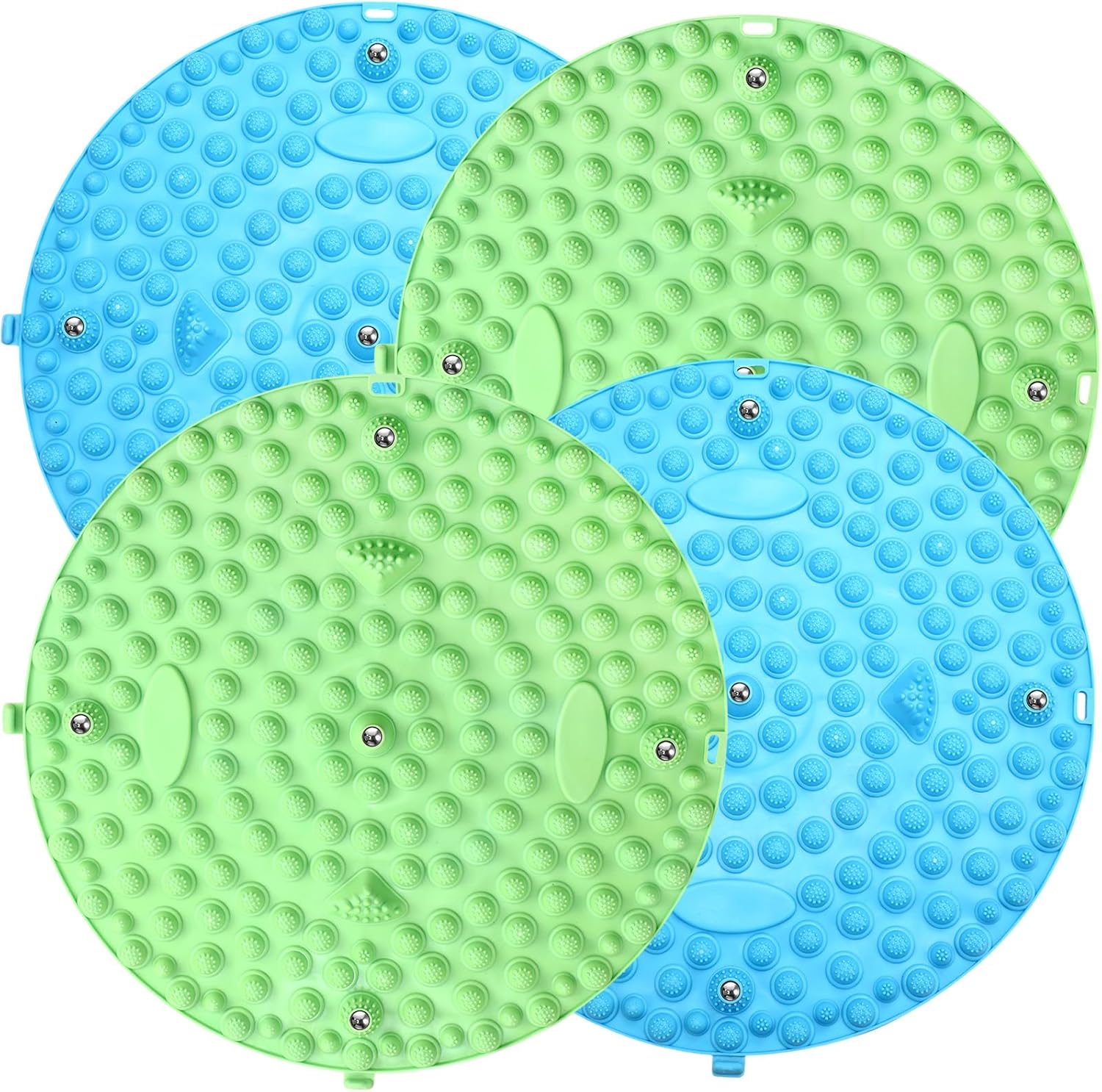 4 Pack Foot Massager Mat Foot Reflexology Pad with Magnetic Relaxation Massage Feet Pressure Point Pad Anti Fatigue Walk Stone Acupoint Mat Particle Portable Massage Tool (Blue and Green)