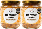 RUCI Authentic Sri Lankan Red Coconut Pol Sambol, A Great Taste Award Winner, Shreds of Coconut with Onions, Dried Red Chillies and Lime