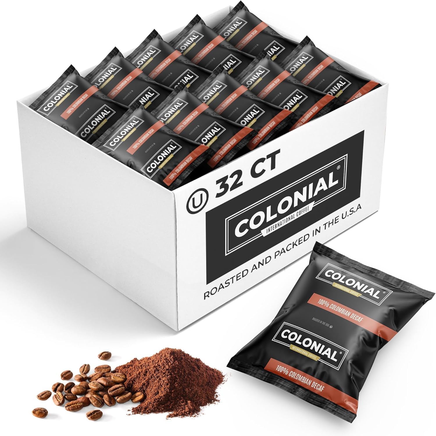 Colonial Coffee 32 Count Single Pot Coffee Packets – 100% Arabica Dark Roast | Pre-Measured Frac Packs for 12 Cup Maker | Bulk Ground Gourmet Coffee for Home & Office