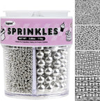 Silver Pearl Sugar Sprinkles, Edible Silver Ball Pearls for Cake Decorating, Cake Decorations, Cupcake Toppers, Wedding Party Birthday Supplies, 110g/3.88oz (4 Sizes Mix)