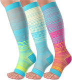 Open Toe Compression Socks 3 Pairs 20-25mmHg Toeless Graduated Compression Socks Sleeve