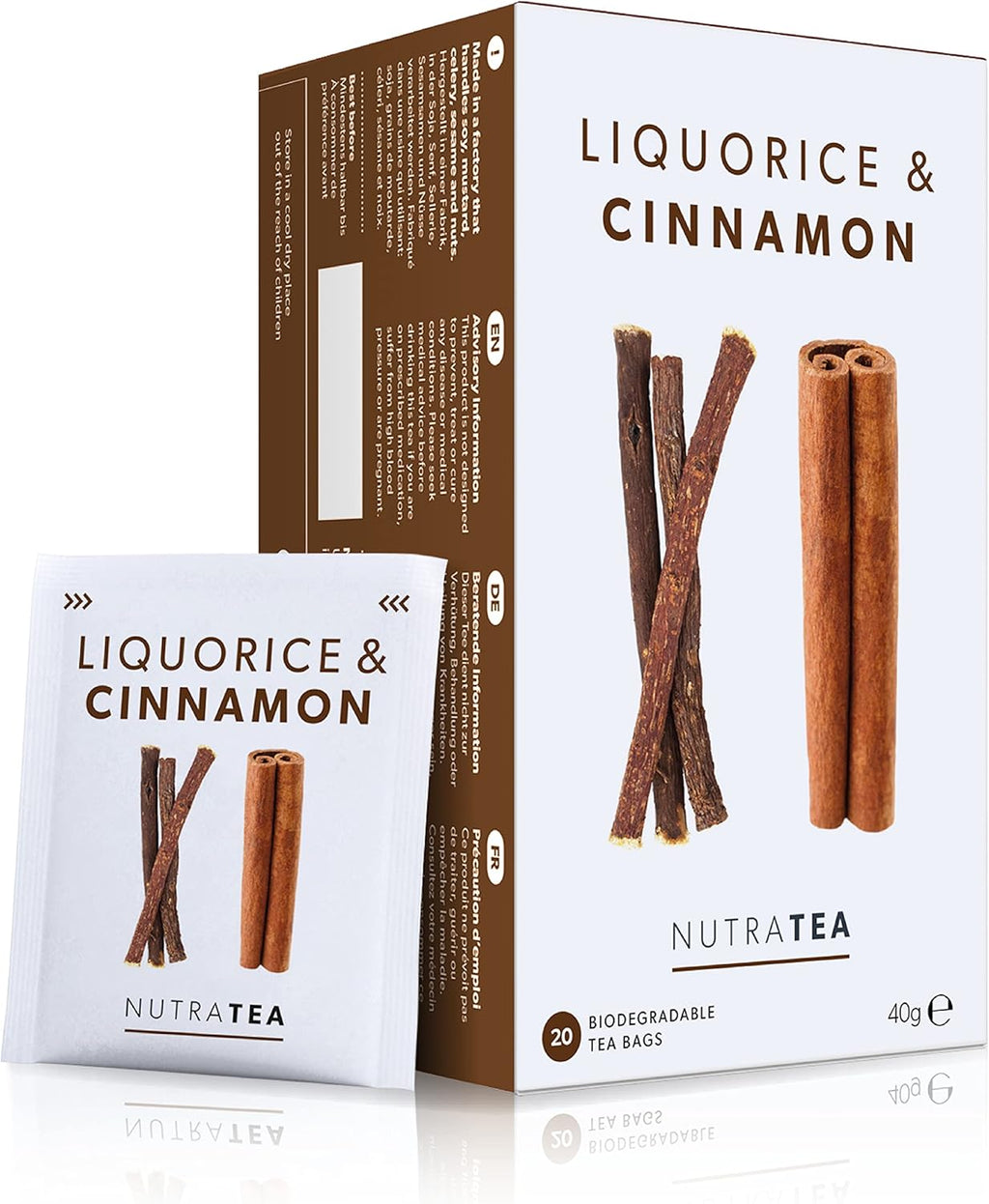 Nutra Tea - Liquorice & Cinnamon Tea | Licorice Tea | Cinnamon Tea - 20 Tea Bags - Herbal Tea - (1 Pack)