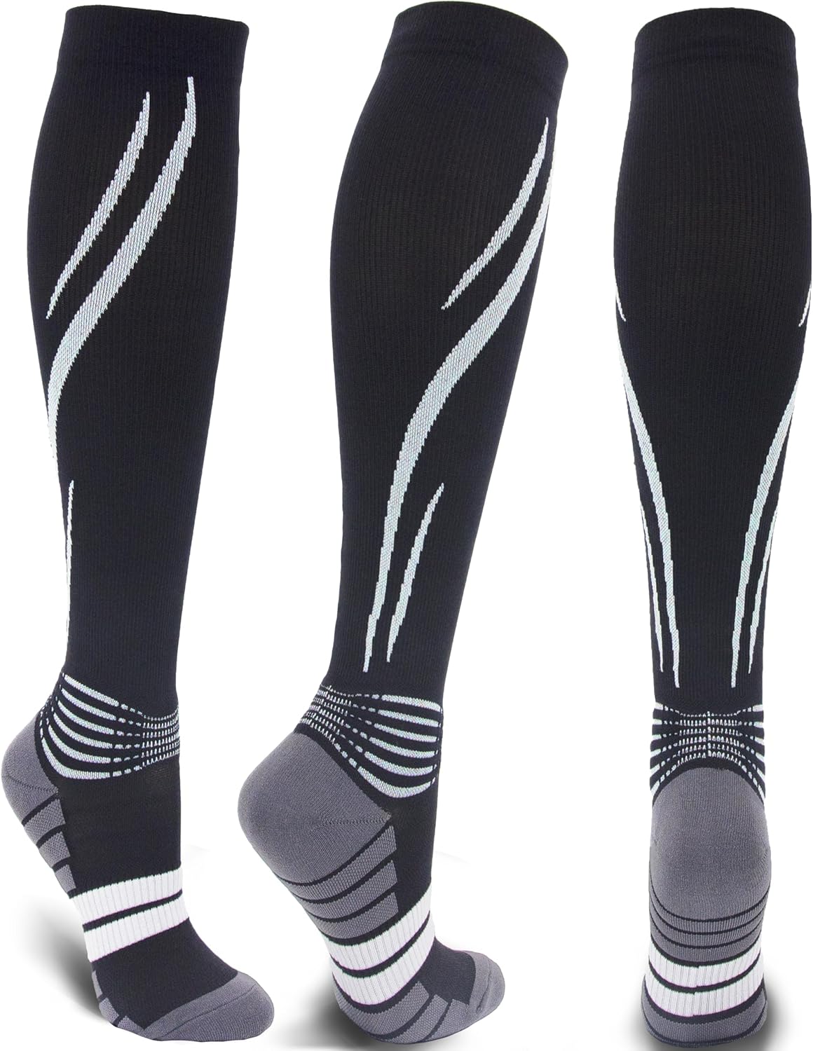 Compression Socks for Men & Women 20-30 mmHg Knee High -Best Support for Medical, Athletic, Sports, Travel (1/2Pairs)