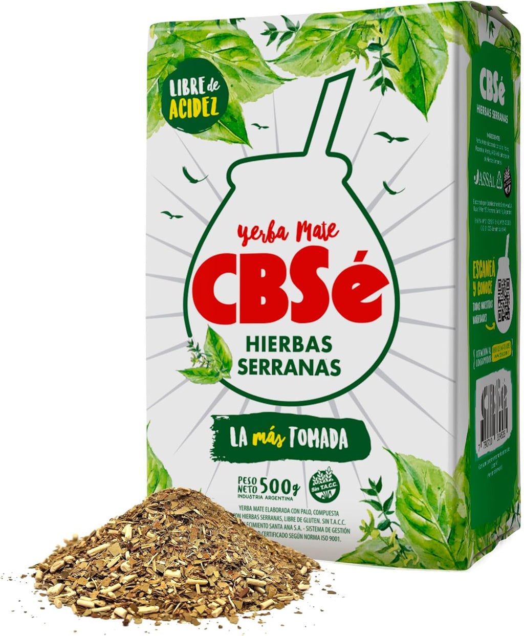CBSé Yerba Mate Hierbas Serranas – 500 g (1.1 lb) Loose Leaf Yerba Mate Tea with Mountain Herbs, Naturally Caffeinated, Gluten-Free.