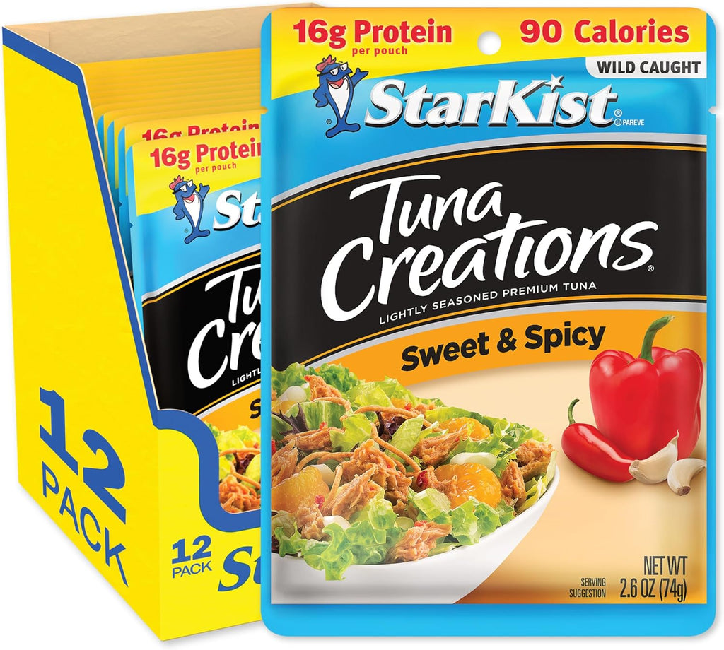 StarKist Tuna Creations Sweet and Spicy Pouch (2.6 oz - 12 Pack) Wild Caught, High Protein Shelf Stable Seafood, Gluten Free, Soy Free, No Draining, Ready to Eat for Salads and Sandwiches