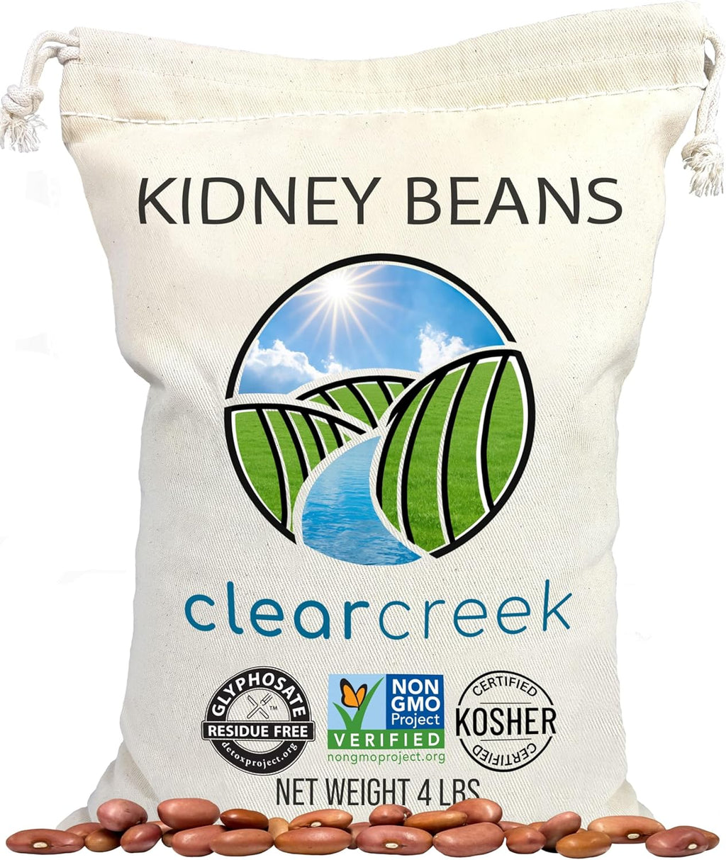 CLEAR CREEK Certified Glyphosate Residue Free Kidney Beans | 4 lbs | Non-GMO | Kosher | Vegan | Non-Irradiated