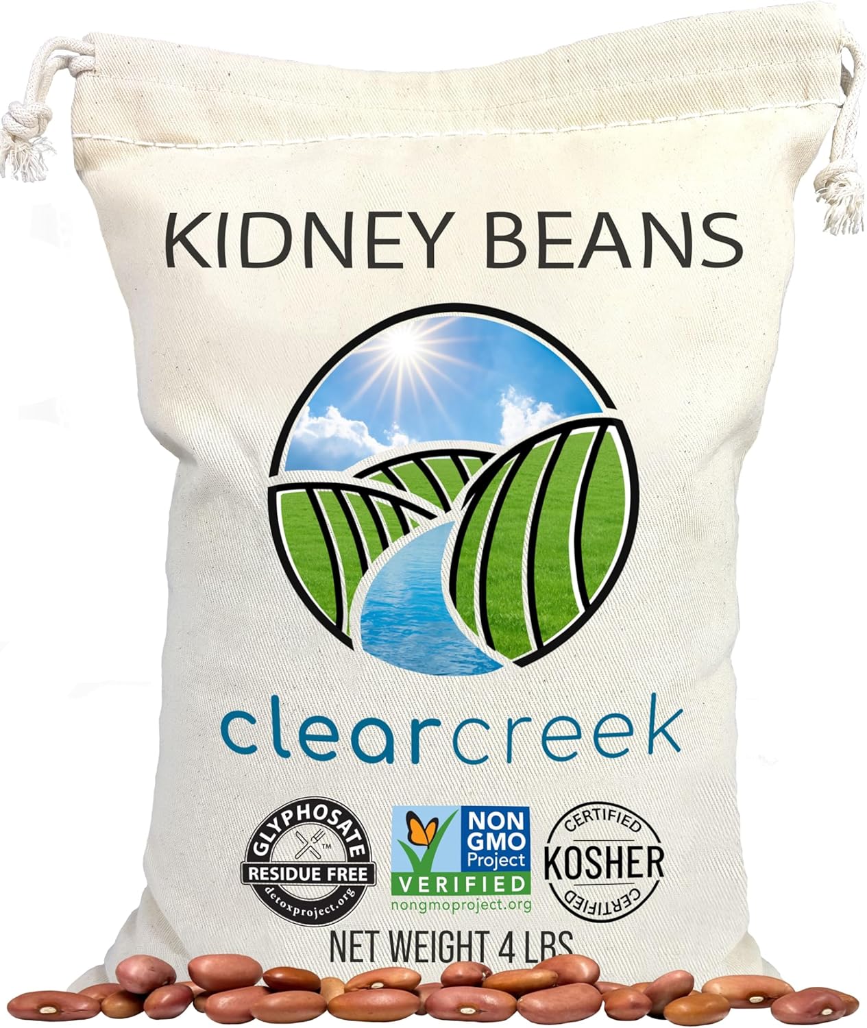 CLEAR CREEK Certified Glyphosate Residue Free Kidney Beans | 4 lbs | Non-GMO | Kosher | Vegan | Non-Irradiated