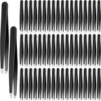 Lasnten 64 Pieces Eyebrow Tweezers for Women Men Slanted Precision Stainless Steel Tweezers Facial Hair Removal Ingrown Hair Eyelash Extension Plucking Blackhead(Black)