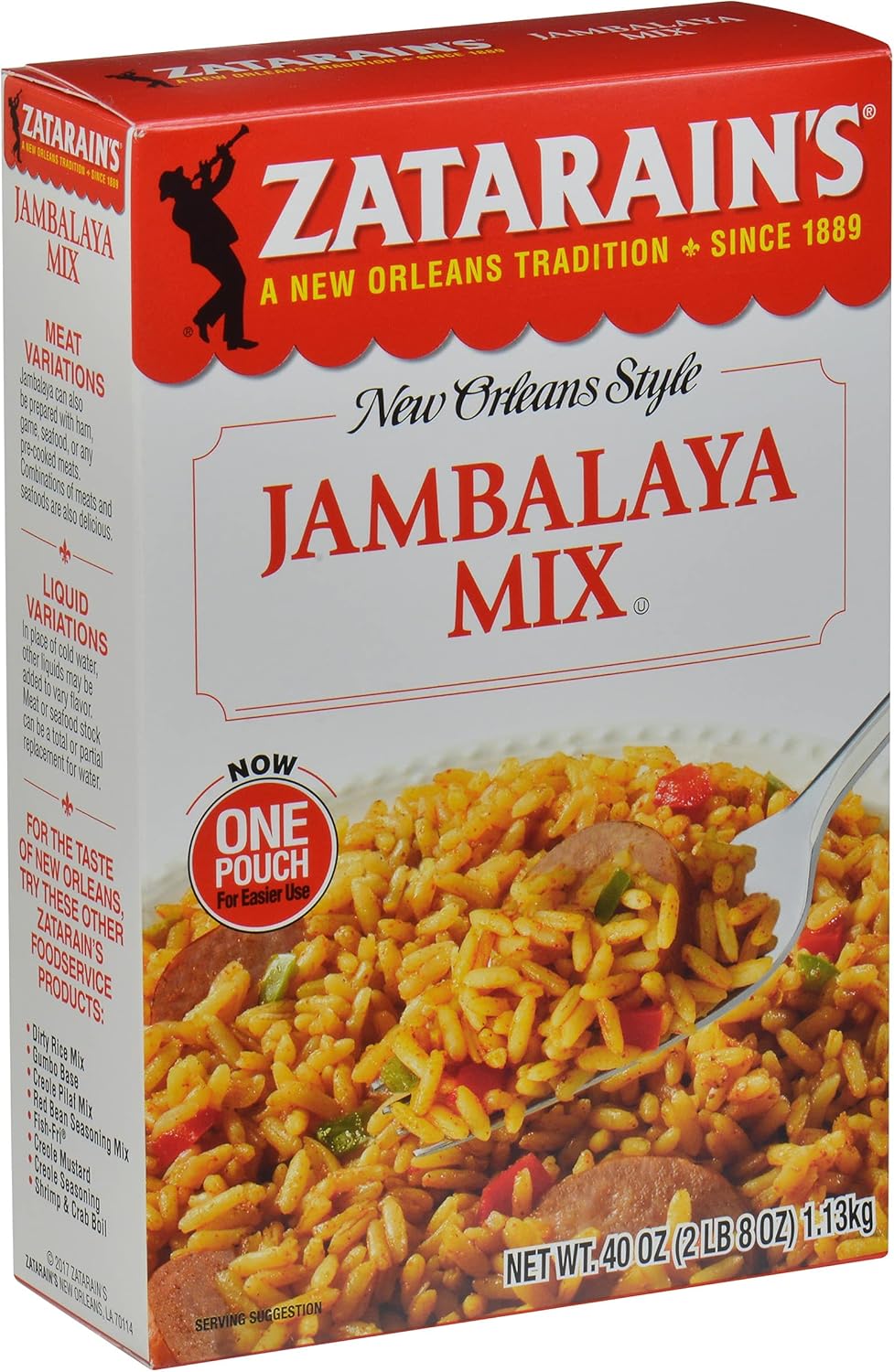 Zatarain's Jambalaya Mix, 40 oz - One 40 Ounce Box of Jambalaya Rice Mix, Perfect as a Stand-Alone Side or Signature Cajun Dish with Sausage, Chicken or Seafood
