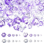 Syhood 570 Pcs 5 Sizes Purple and Clear Fake Crushed Ice Rocks Violet Acrylic Diamonds Plastic Gemstones Treasure Crystal Gems for Vase Fillers Table Scatter Centerpieces Wedding Decoration