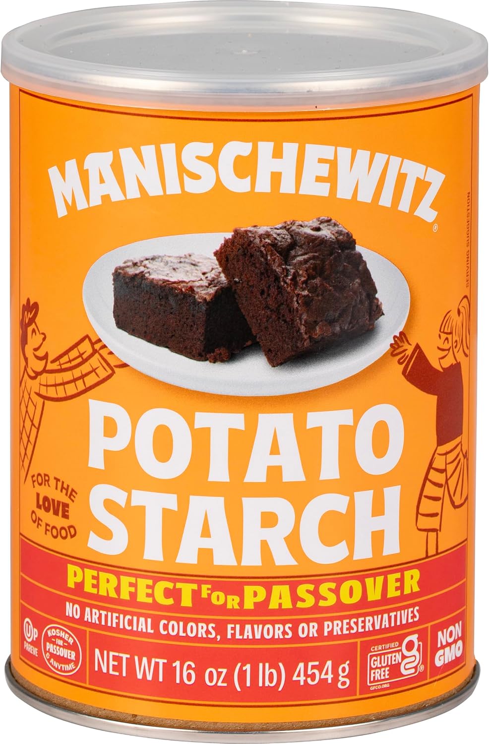Manischewitz Pure Potato Starch, 16oz (1LB Resealable Container) Gluten Free, Non GMO, Kosher (Including Passover)