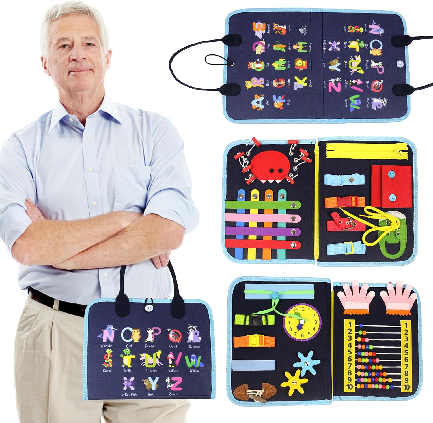 Fidget Blanket for Adults with Dementia,Busy Blanket for Dementia Patients,Dementia Sensory Toy for Adults with Alzheimers Dementia for Seniors,Hand Activities,Therapist Toys for Altzheimers Patient