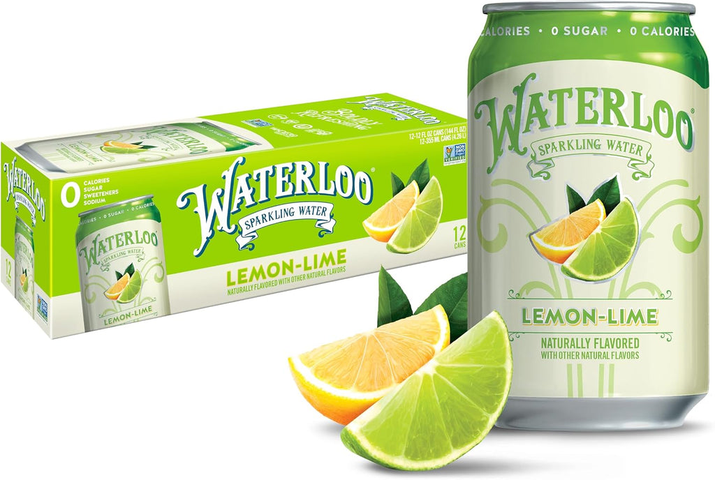 Waterloo Sparkling Water, Lemon-Lime Naturally Flavored, 12 Fl Oz Cans (Pack of 12) – Zero Calories and Zero Sugar or Sweeteners