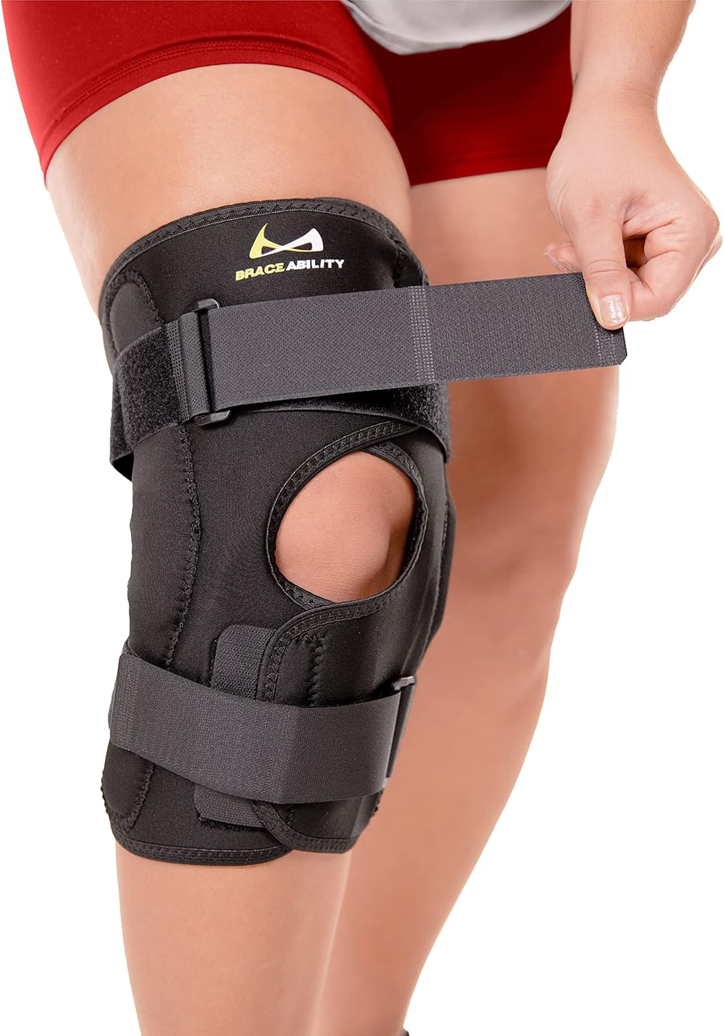 BraceAbility Obesity Hinged Knee Brace - XXXL Overweight to Plus Size Wrap Support for Womens and Mens Arthritis Treatment, Bariatric Joint Pain Relief, Kneecap Instability, Ligament Weakness (3XL)