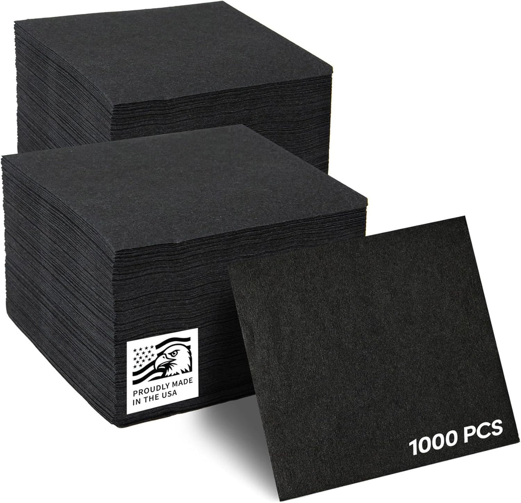 Sierra Touch 1,000 Count 2-Ply Beverage/Cocktail Napkins, 4.75” x 4.75” Folded Paper Napkins, 4 Packs of 250 (Black)