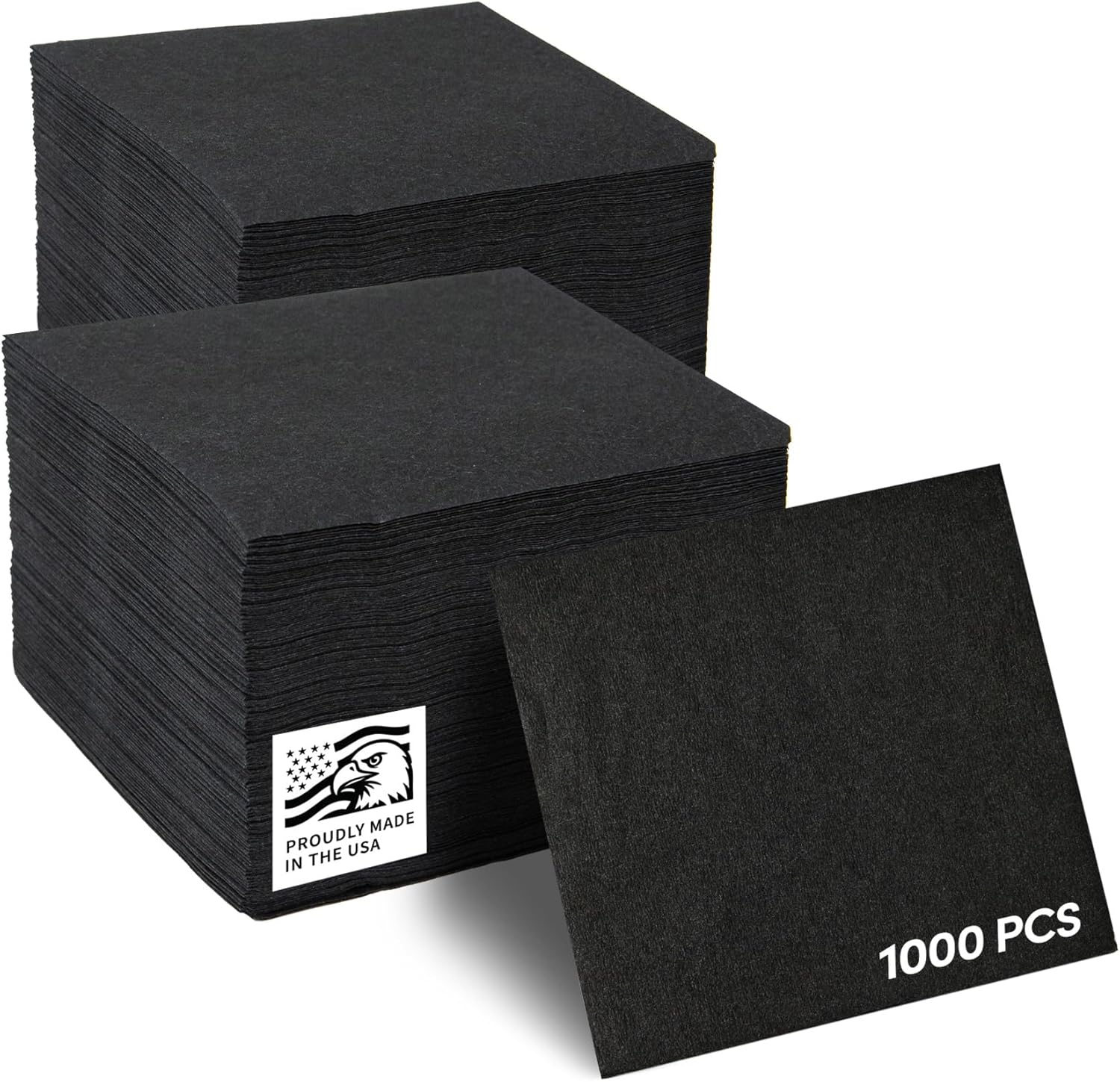 Sierra Touch 1,000 Count 2-Ply Beverage/Cocktail Napkins, 4.75” x 4.75” Folded Paper Napkins, 4 Packs of 250 (Black)