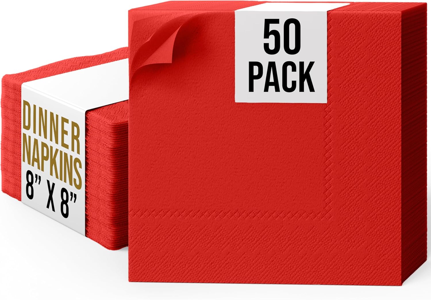 Party Solids Red Dinner Napkins Disposable Everyday 50 Pcs 2 Ply Red Napkins Disposable Paper Everyday For Parties & Party Supplies