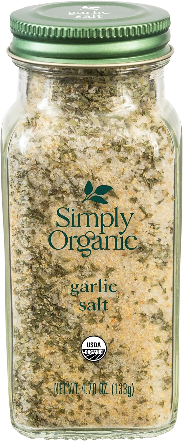 Simply Organic Garlic Salt, 4.7 Ounce Bottle, Perfect Blend of Salt, Garlic and Parsley for any Savory Dish