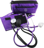 EMI #305 Purple Aneroid Sphygmomanometer Blood Pressure Monitor with Dual Head Stethoscope Set Kit