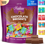 Madelaine Premium Solid Milk Chocolate Presents Candy – Individually Wrapped Gift-Shaped Chocolates in Colorful Italian Foil, Holiday & Birthday Party Favors – 8 oz Bag