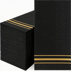 Black and Gold Napkins 100 Packs Black Paper Napkins Disposable Paper Hand Towels Absorbent Dinner Napkin Guest Towels Tissue Cocktail Party Napkin for Kitchen Graduation Birthday Wedding Anniversary