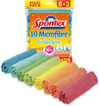 Spontex - 8 + 2 Free Multi-Purpose Microfiber Cloths, 1 Pack of Multicolor Cloths