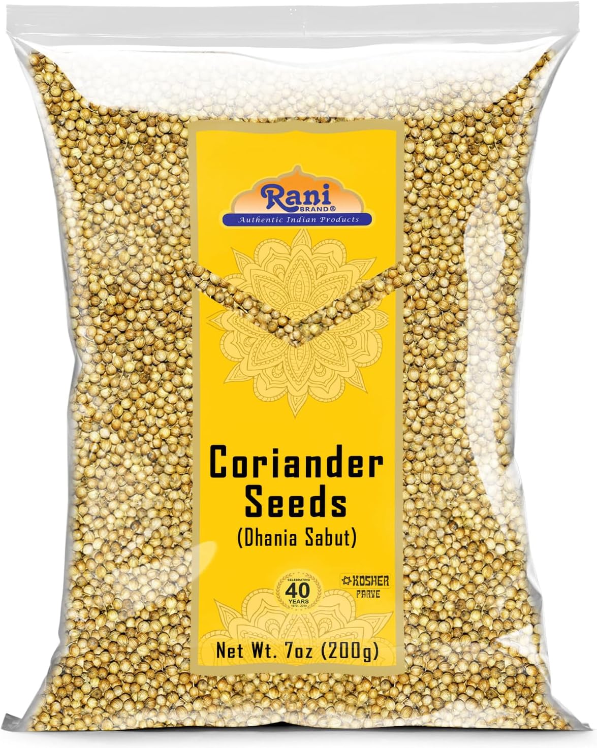 Rani Coriander (Dhania) Seeds Whole, Indian Spice 7oz (200g) ~ All Natural | Gluten Friendly | NON-GMO | Vegan | Indian Origin