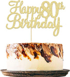 Gyufise 1Pc Gold Happy 80th Birthday Cake Topper Glitter 80th Birthday Cake Pick Cheers to 80 Years Old Eighty Fabulous Cake Decorations for 80th Birthday Theme Party Supplies