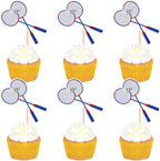 Ercadio 24 Pack Double Sided Cupcake Toppers - Sports Theme Party Cake Decorations for Badminton Birthday, Baby Shower