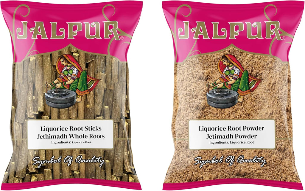 Jalpur Millers Spice Combo Pack - Liquorice Root Sticks 100g - Liquorice Root Powder 100g (2 Pack)