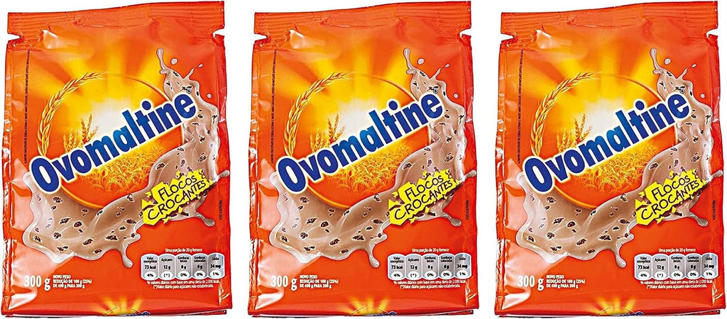 OVOMALTINE Flocos Crocantes - Crispy Flaky Chocolate Powder Drink Mix (3 Pack, Total of 33oz)