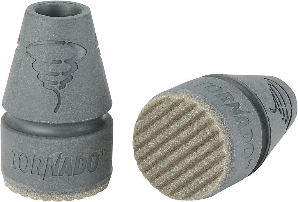 Tornado SBR (Solid Body Rain) Cane & Crutch Tips, Fits Shafts of 3/4 to 1 inch, Gray, Pair