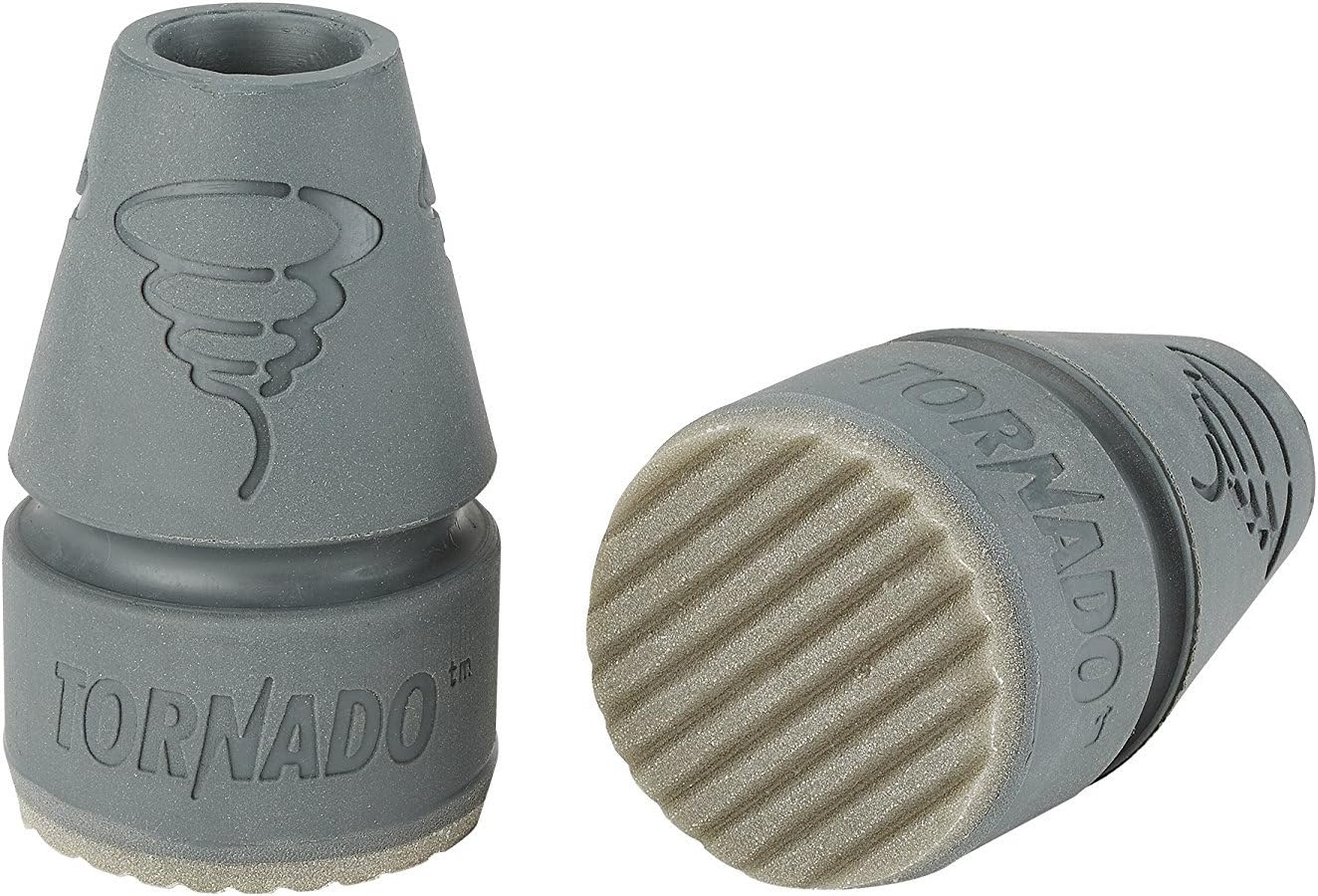 Tornado SBR (Solid Body Rain) Cane & Crutch Tips, Fits Shafts of 3/4 to 1 inch, Gray, Pair