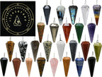Amazing Gemstone Pack of 11 Crystal Pendulums Bulk Set with Pendulum Board - Wholesale Bulk Crystals