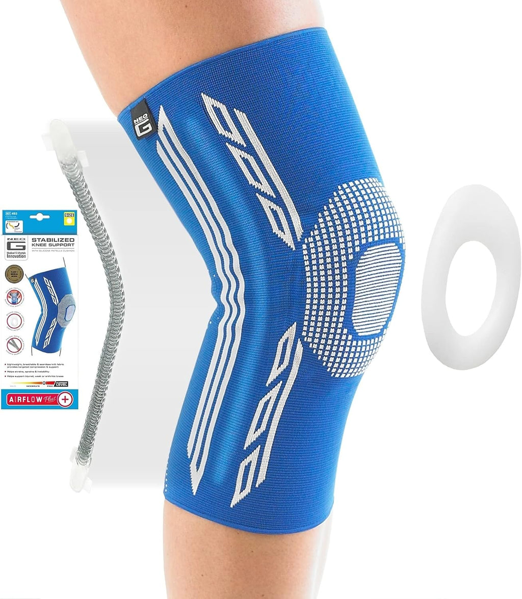 Neo-G Compression Knee Sleeve with Silicone Patella Cushion and Spiral Stays for Basketball, Hiking, Crossfit, Workout Knee sleeves, Running - Sports Knee Compression Sleeve - Airflow Plus – S