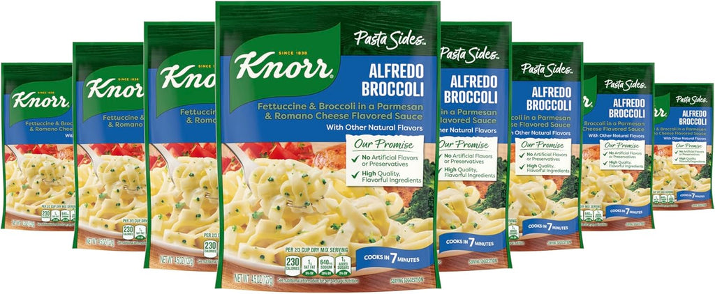 Knorr Pasta Sides 8 Count Alfredo Broccoli Fettuccine For Delicious Quick Pasta Side Dishes No Artificial Flavors, No Preservatives, No Added MSG 4.5 oz