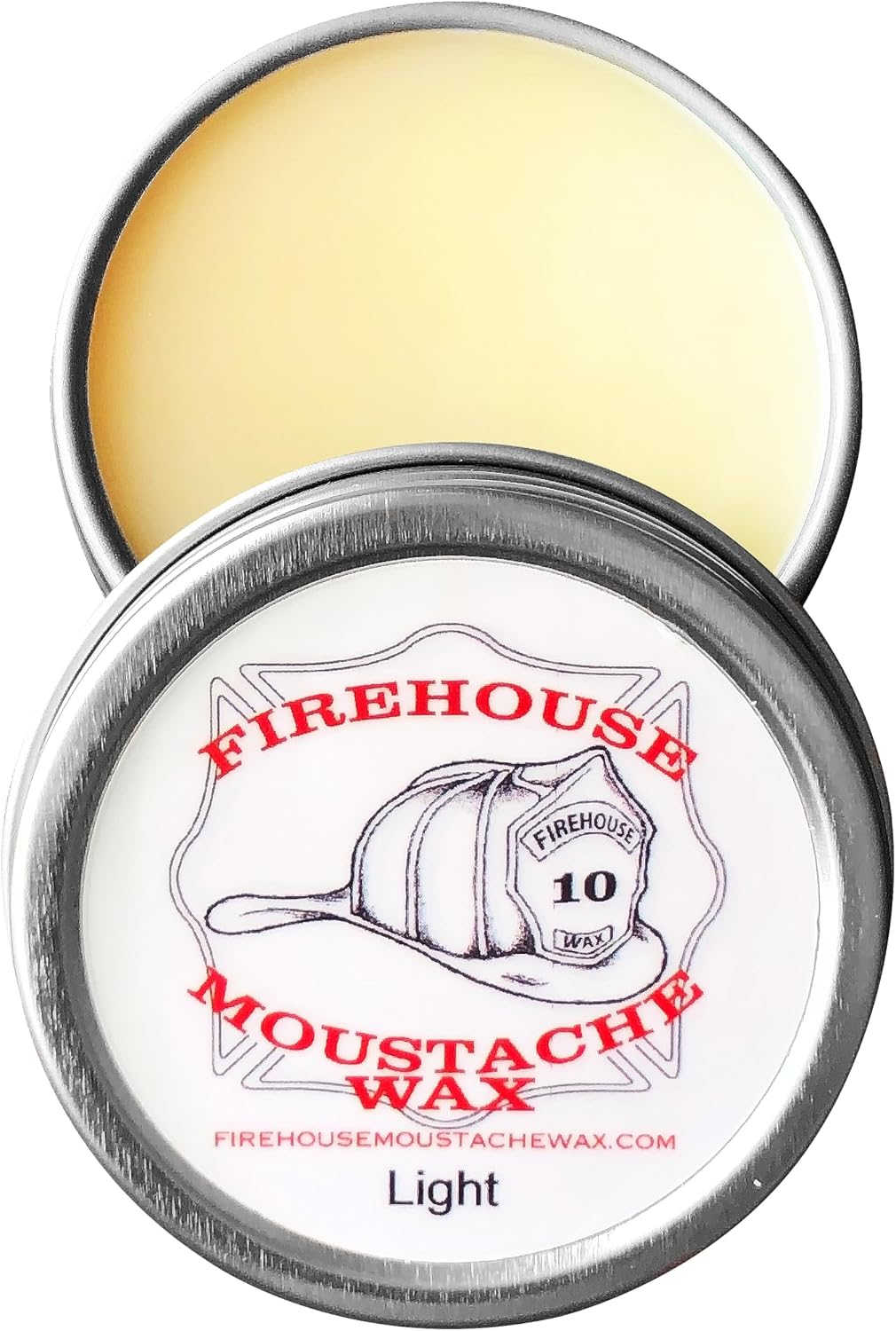 Firehouse Moustache Wax - Made in USA - Light Hold Mustache & Beard Wax - All-Weather, Naturally Scented and Colored (LIGHT, 1 Ounce Tin) - Handmade in Small Batches by John the Fireman