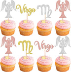 24 PCS Virgo Cupcake Toppers Glitter 12 Constellation Virgo Cupcake Picks August September Birthday Cake Decorations for Horoscope Astrology Birthday Party Cake Decorations Supplies Multi