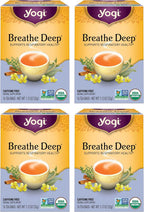 Yogi Tea Breathe Deep Tea - 16 Tea Bags per Pack (4 Packs) - Organic Respiratory Tea - Supports Respiratory Health - Includes Licorice Root, Eucalyptus Leaf, Ginger Root & Cinnamon Bark