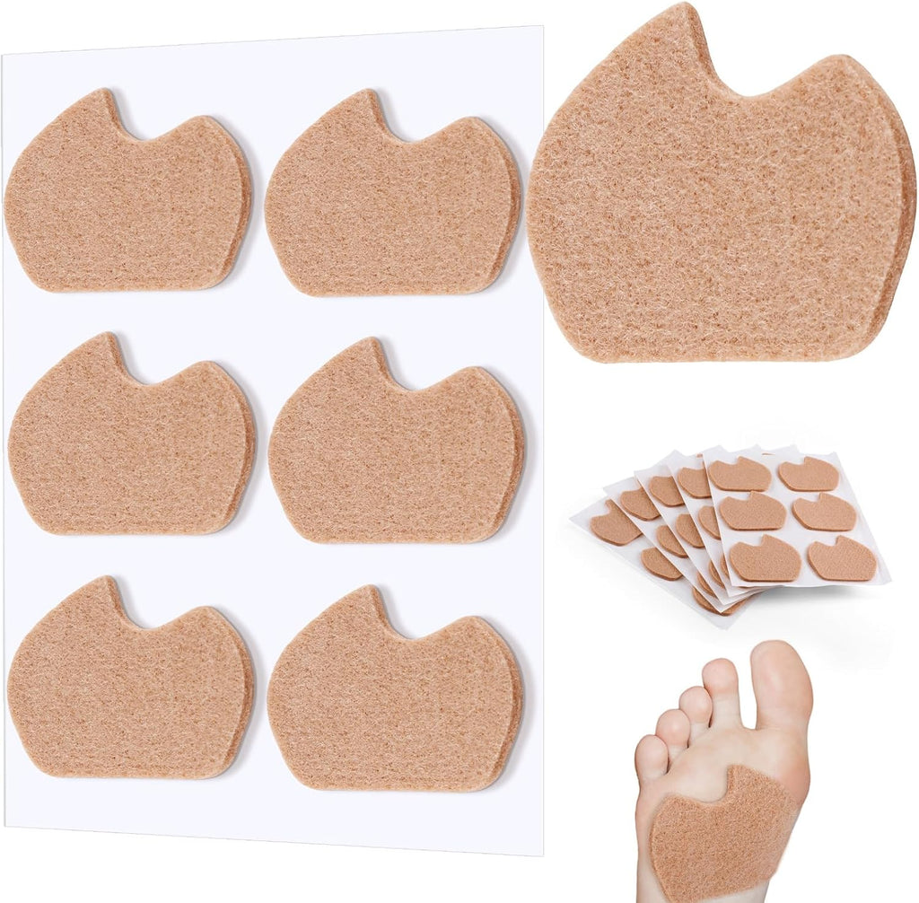 SATINIOR 30 Pcs Foot Pads for Dancer Sesamoiditis Pads Metatarsal Pain Relief Felt Forefoot Cushion Callus Self Adhesive Foot Cushion for Dancer Men Women