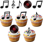 50 PCS Edible Music Notes Cupcake Toppers Wafer Paper Musical Symbol Cupcake Picks Edible Music Notes Party Decorations Rock and Roll Concert Theme Birthday Graduation Party Decor Supplies