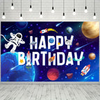 Space Backdrop, 71'' x 43'' Outer Space Birthday Backdrop, Outer Space Happy Birthday Backdrop & Space Themed Party Backdrop, for Outer Space Party Decorations & Outer Space Birthday Decorations