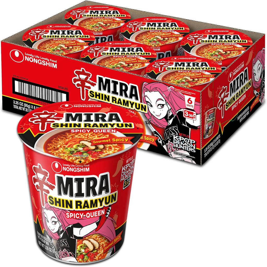 Nongshim Shin Ramyun Spicy Queen, Instant Noodle Cup, Gourmet Spicy, 3.35 oz (Pack of 6)