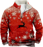 MARSVOVO Mens Fleece Sweatshirt Quarter Zip Long Sleeve Shirts Men Colorful Print Fashion Cowboy 1/4 Zipper Y2k Hoodies