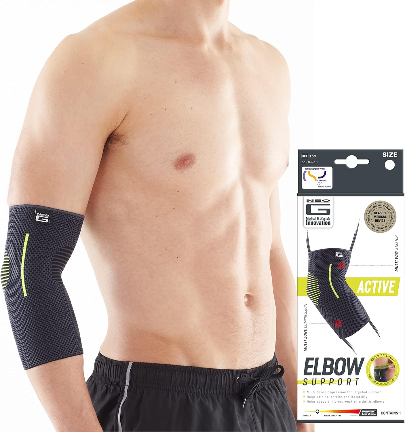 Neo G Elbow Support for Tennis, Golf, Sports, Tendonitis, Joint Pain Relief - Tennis Elbow Support - Golfers Elbow Brace Arm Support - Multi Zone Elbow Compression Sleeve - Breathable, Lightweight - L